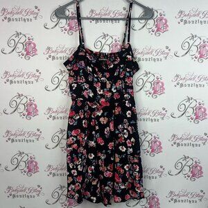 Express dress flowers smocked Floral Print Intimate Dress - Black and Pink